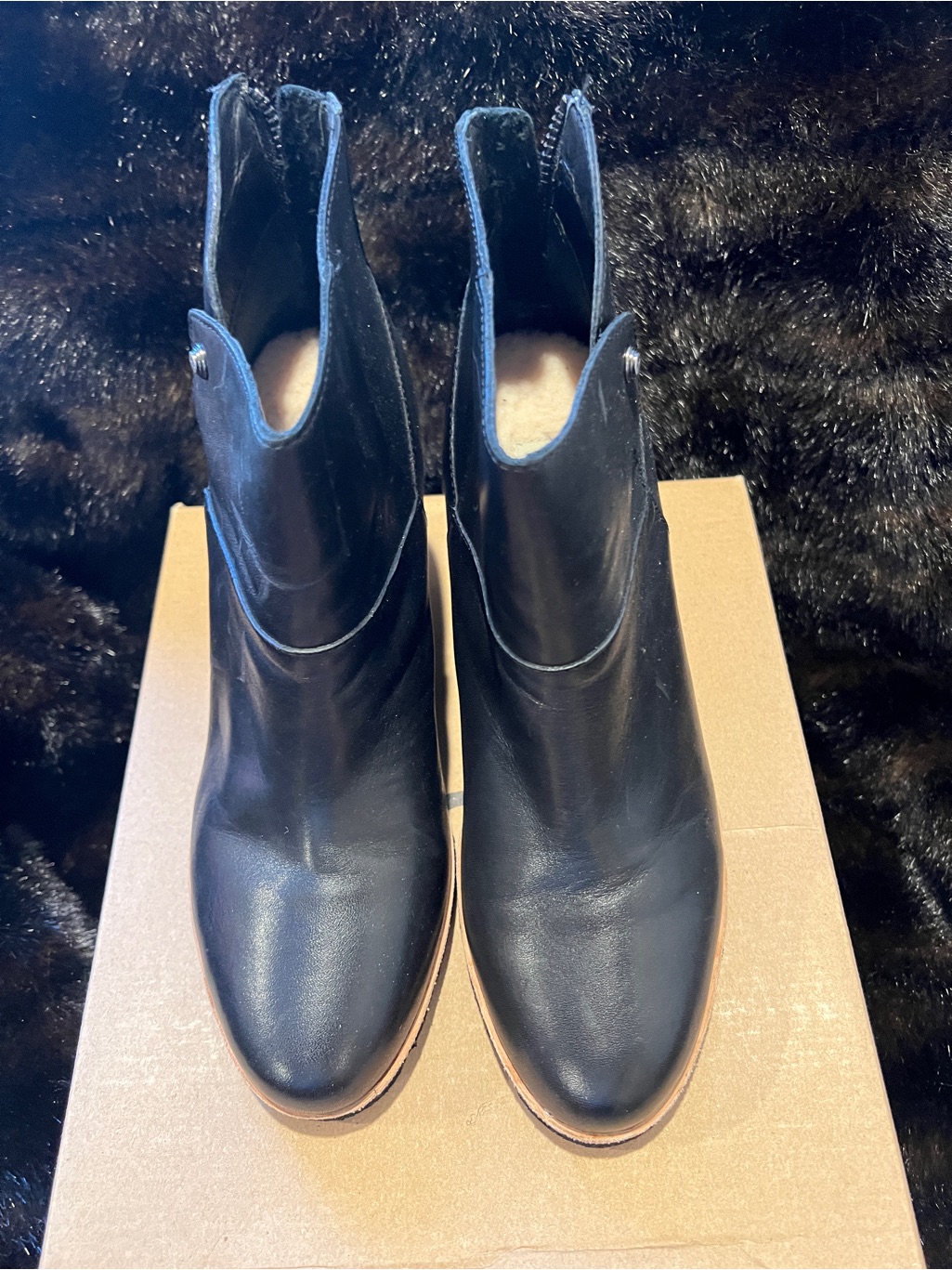 Ugg Black Leather Wedge Ankle Boots